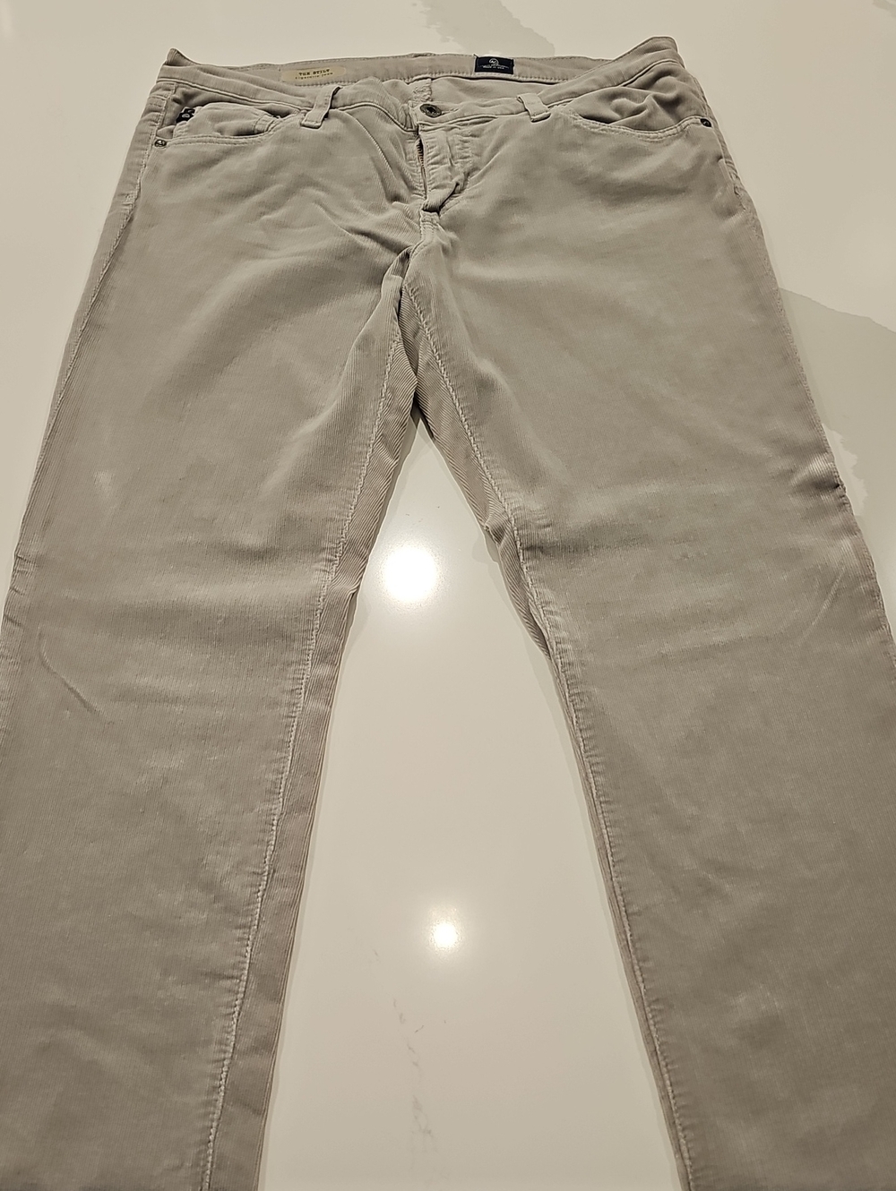 Ag Adriano Goldschmied  Corduroy Pants in Light Gray
